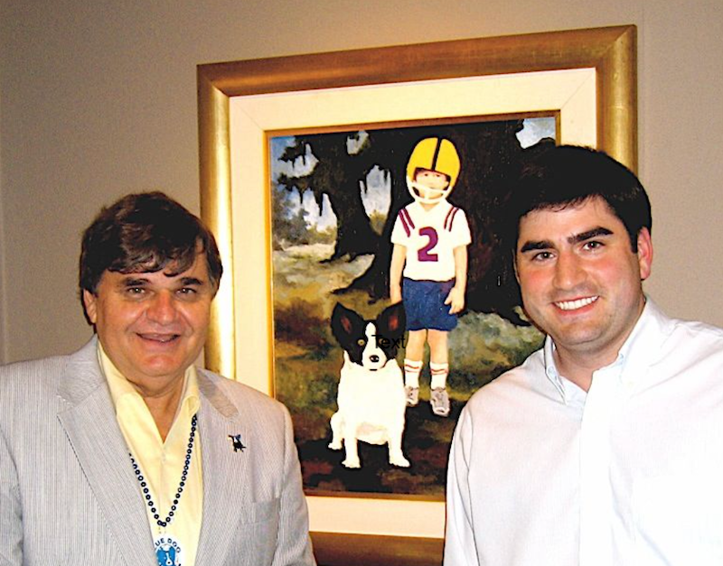 Famous Blue Dog artist George Rodrigue with his son Jacques Rodrigue. Famous Blue Dog artist George Rodrigue with his son Jacques Rodrigue.