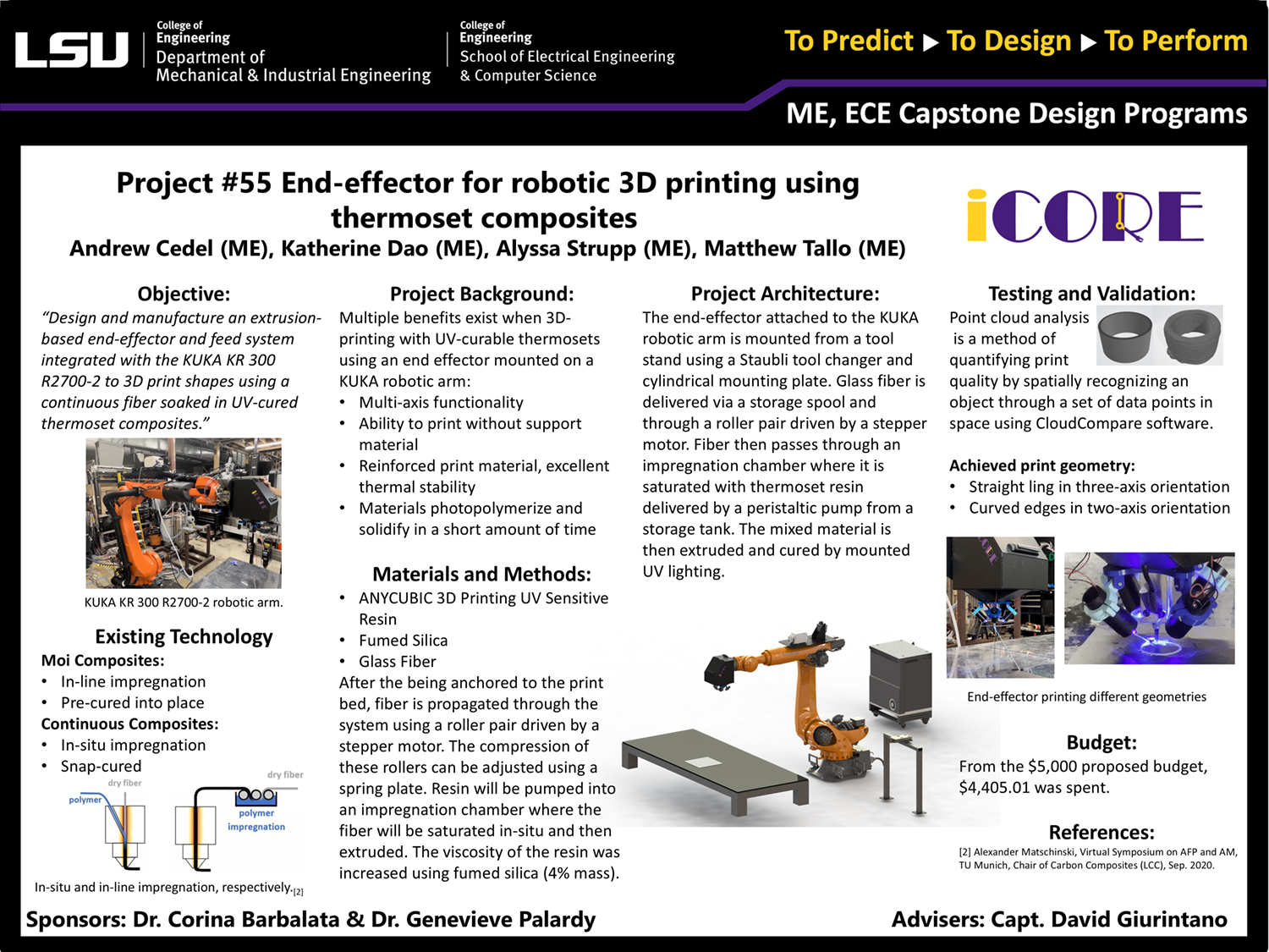 Project 55 Poster: End-effector for robotic 3D printing using thermoset composites (2023) Project 55: End-effector for robotic 3D printing using thermoset composites (2023)