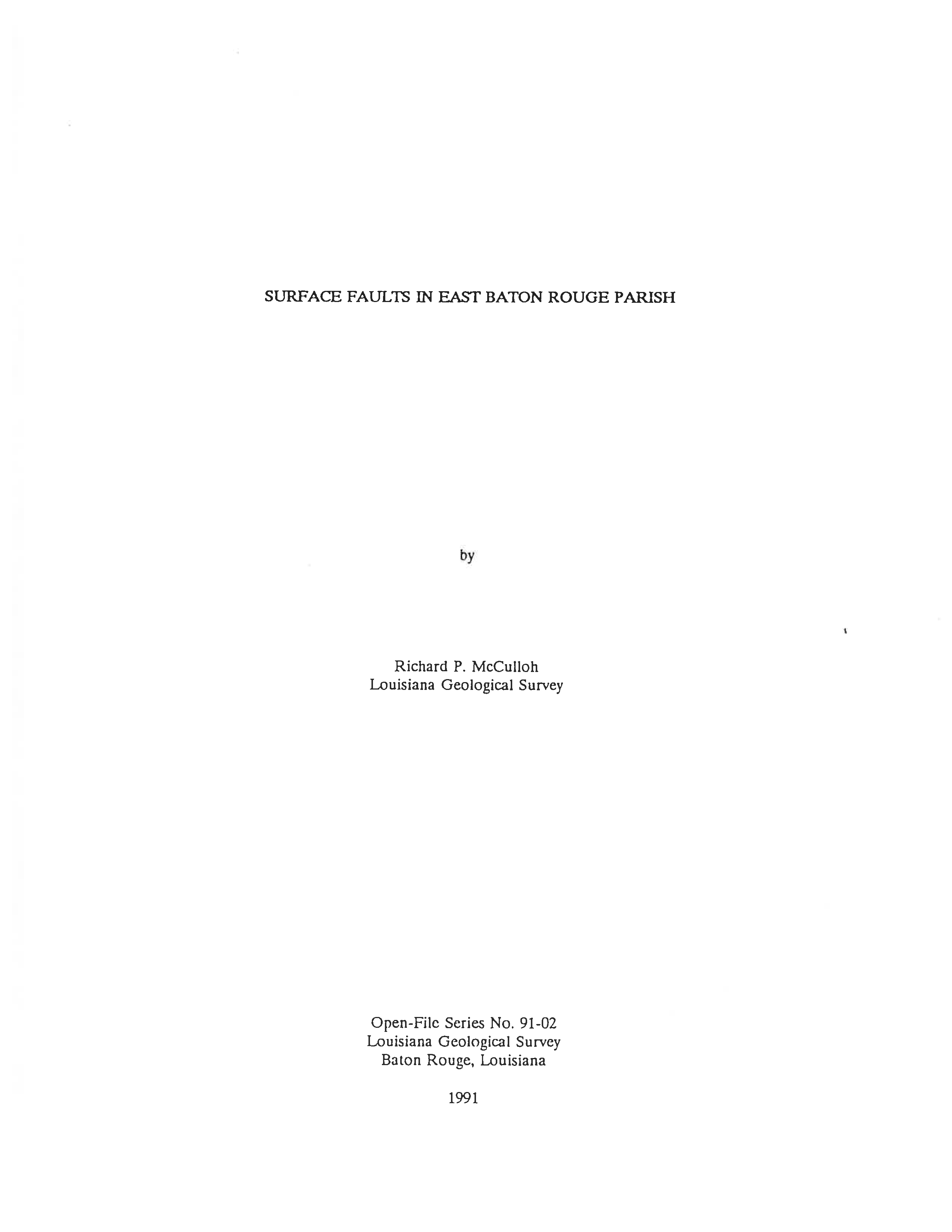Surface Faults in East Baton Rouge Parish