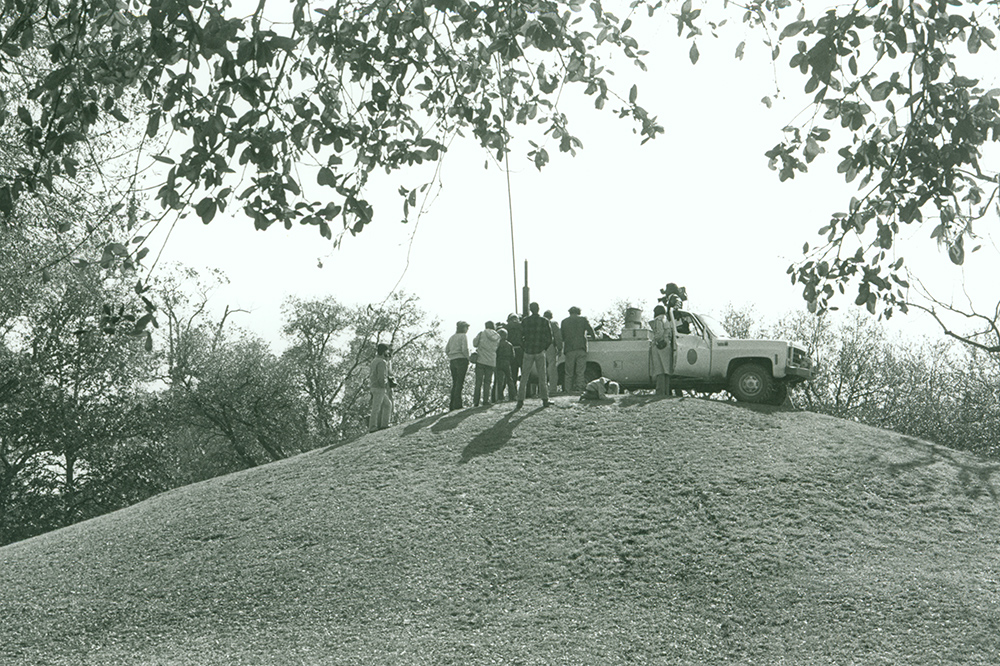 One of the world's top archaeological sites, the LSU mounds undergo core sampling in 1985.