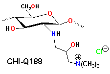 We have observed that chitosan is readly converted to 3-trimethylammonium-2-hydroxypropyl-N-chitosan (CHI-Q188), N-Carboxy-methyl chitosan can be converted to a N',N'-dimethylammonium propyl carbamoyl-derivative and further modified by quaternization to produce a series of chitosan aminoamide quats.